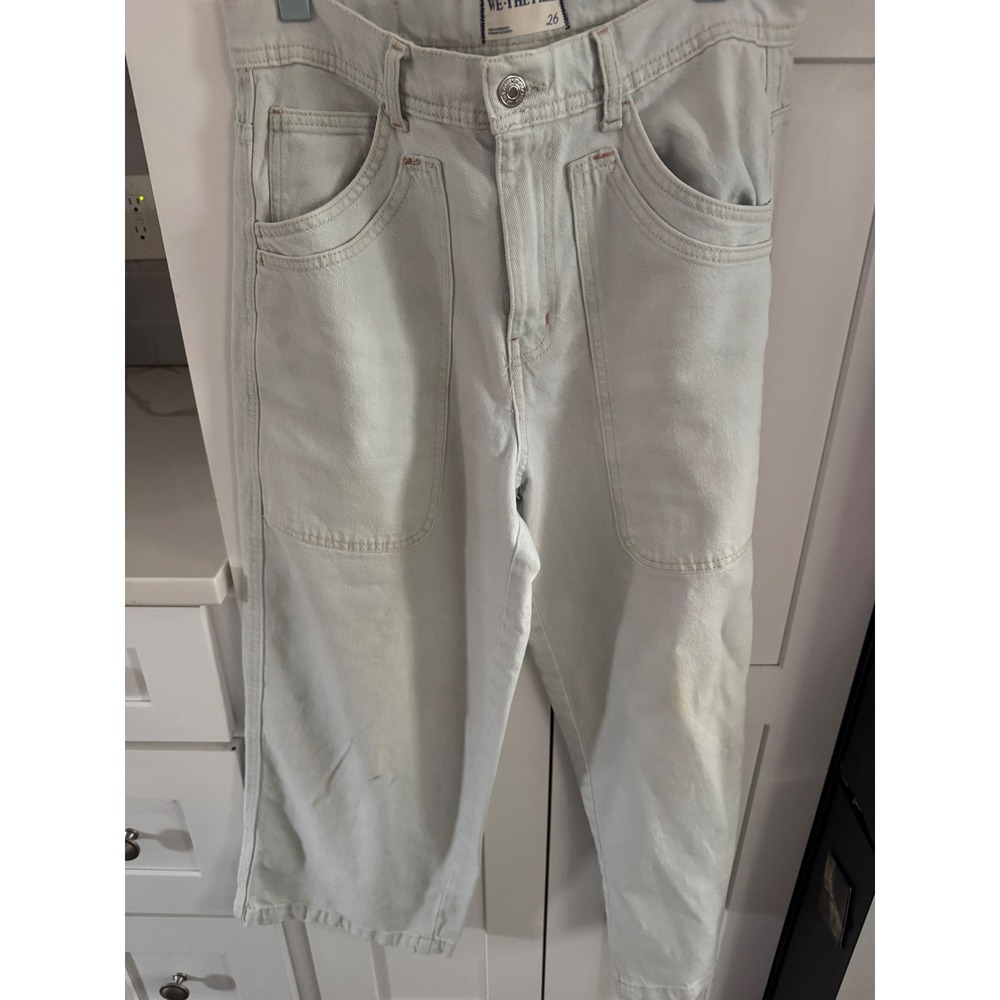 We The Free People Utility Carpenter Jeans Light Wash Wide Leg High Rise Size 26